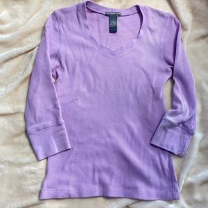 Lilac light purple waffle top with ¾ sleeves small